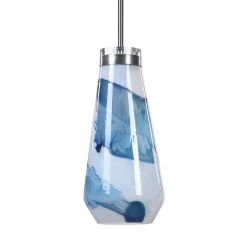 UTTERMOST Lighting WINDSWEPT BLUE + WHITE GLASS PENDANT