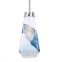 UTTERMOST Lighting WINDSWEPT BLUE + WHITE GLASS PENDANT