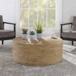 UTTERMOST WOVEN BANANA LEAF ROUND COFFEE TABLE Furniture
