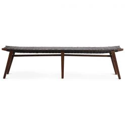 DOVETAIL CAMILA BENCH: BLACK + DARK TEAK Furniture