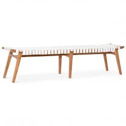 DOVETAIL CAMILA BENCH: WHITE + NATURAL TEAK