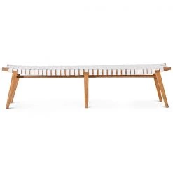 DOVETAIL CAMILA BENCH: WHITE + NATURAL TEAK