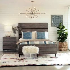 DOVETAIL WREN RUSTIC OAK QUEEN PANEL BED Bedroom