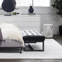 MOES WYATT BLACK LEATHER BEDROOM BENCH