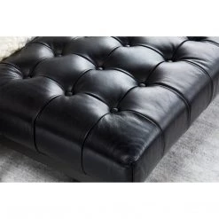 MOES WYATT BLACK LEATHER BEDROOM BENCH