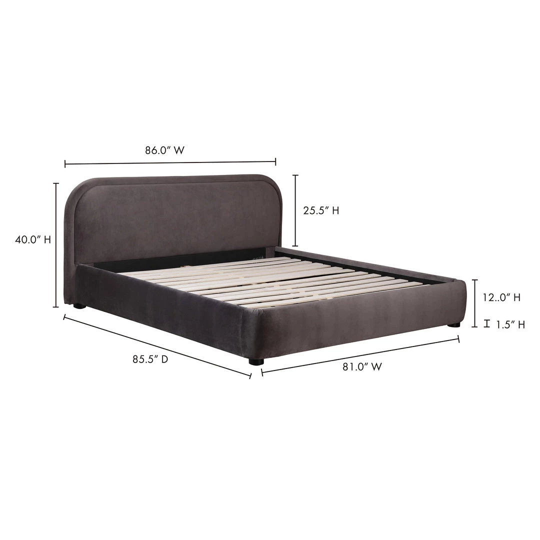 MOES Furniture YOKO CHARCOAL VELVET UPHOLSTERED BED 6 MOES Furniture YOKO CHARCOAL VELVET UPHOLSTERED BED