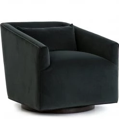 FOUR HANDS Furniture YORK SWIVEL CHAIR: MODERN VELVET SMOKE