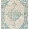 SURYA NORA DISTRESSED VINTAGE PRINT RUG: AQUA