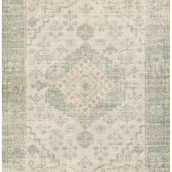 SURYA SOPHIE DISTRESSED VINTAGE PRINT RUG: SAGE
