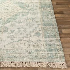 SURYA SOPHIE DISTRESSED VINTAGE PRINT RUG: SAGE