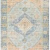 SURYA SOPHIE DISTRESSED VINTAGE PRINT RUG: BLUE, ORANGE
