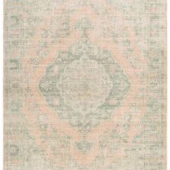 SURYA SOPHIE DISTRESSED VINTAGE PRINT RUG: APRICOT, SAGE