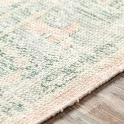 SURYA SOPHIE DISTRESSED VINTAGE PRINT RUG: APRICOT, SAGE