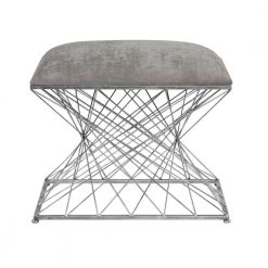 UTTERMOST Living Room ZELLA STONEY GRAY CHENILLE OTTOMAN