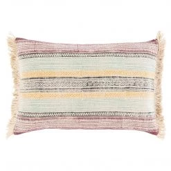 SURYA ZENDAYA BLOCK PRINT LUMBAR PILLOW: PLUM MULTI Pillows + Decor