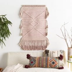 SURYA LALA PALE PINK WALL TAPESTRY Wall Sculptures + Decor
